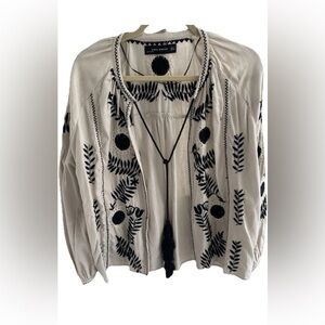 Zara Woman Boho Embroidery Embroidered Blouse Top Shirt Cardigan Jacket